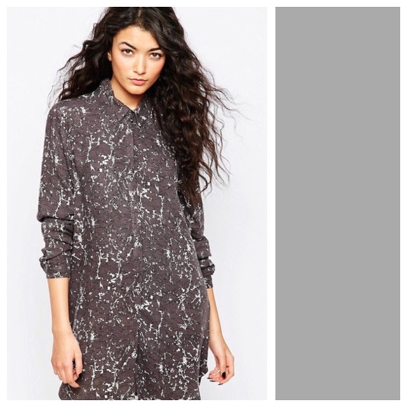 NWT Asos Vila Early Gray Shirt Dress Sz M - Picture 5 of 7